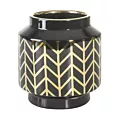 Wazon ceramiczny z geometrycznym wzorem czarno-złoty