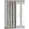 Zasłona srebrno, złota z błyszczącym nadrukiem z welwetu 140x250 cm przelotka - IDALIA