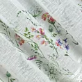 Zazdrostka biało, zielona z etaminy z nadrukiem letnich polnych kwiatów i bawełnianą koronką 150x60 cm tunel SYLWIA