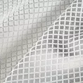 Zasłona szyta na taśmie 5 cm kremowo srebrna z szenilowej tkaniny w drobny geometryczny wzór przetykany błyszczącą nicią