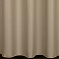 Zasłona szyta na taśmie 5 cm ciemnobeżowa z gładkiej tkaniny zaciemniającej typu dimout wykończona obciążnikiem