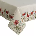 Obrus naturalno, czerwony 140x180 cm gobelinowy z nadrukiem maków