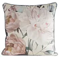 Poszewka na poduszkę 45x45 kremowa, różowa welwetowa z subtelnym motywem kwiatów  ROSITA 2