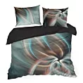 Pościel 220x200 cm z bawełny, makosatyny kolor stalowy, turkusowy z designerskim wzorem PRISMA Eva Minge
