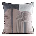 Poszewka na poduszkę 45x45 cm welwetowa, beżowo brązowa zdobiona nadrukiem geometrycznym VELVET 163 Eurofirany Premium