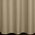 Zasłona szyta na taśmie 5 cm ciemnokremowa z gładkiej tkaniny zaciemniającej typu dimout wykończona obciążnikiem