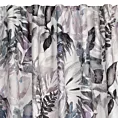 Zasłona biało, fioletowa z motywem liści 140x270 cm taśma - LILIA