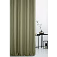 Zasłona szyta na taśmie 5 cm oliwkowa z miękkiej tkaniny o naturalnym splocie w stylu ekologicznym