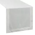 Bieżnik na stół biały 40x140 cm welwetowy MELINDA z ozdobną listwą