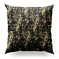 Poszewka szyta MALLORCA czarno złocista z miękkiej tkaniny szenilowej przetykanej błyszczącą nicią