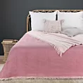 Koc bawełniano-akrylowy 220x240 cm jasnoróżowy, pudrowy z frędzlami AKRYL 29 Eurofirany Premium
