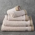Ręcznik do rąk 40x60 cm bawełniany kolor beżowy z bordiurą w pasy 500 g/m2 ABBIE