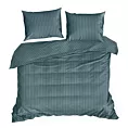 Pościel 220x200 cm satyna bawełniana kolor morski w drobne prążki VERA