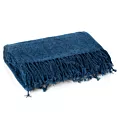Koc  130x160 cm granatowy z frędzlami JOYCE