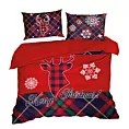 Pościel świąteczna 220x200 cm kolor czerwony, ciemnogranatowy z motywem kraty DASHER
