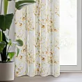 Zasłona beżowo, żółta z nadrukiem kwiatów z etaminy 140x250 cm przelotka - AVA