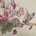 Bieżnik na stół naturalno, różowy 40x100 cm gobelinowy zdobiony tkanym motywem kwiatowym