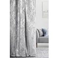 Zasłona szyta na taśmie 5 cm RICCA srebrna nowoczesna z wypukłym wzorem ornamentowym i połyskiem