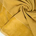 Ręcznik kąpielowy 50x90 cm bawełniany kolor musztardowy z bordiurą z weluru 500 g/m2 LUCY