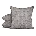 Poszewka szyta popielato szara z tkaniny, z geometrycznym wzorem, z dodatkiem połyskującej nici