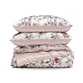 Pościel 140x200 cm kolor biały, ciemnoróżowy z motywem cieniowanych liści LINDA design 91