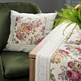Poszewka na poduszkę 45x45 cm gobelinowa jasnoszara, różowa zdobiona tkanym motywem kwiatowym GOB
