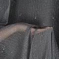 Firana szyta na taśmie 5 cm popielato srebrzysta z siatki z błyszczącą nicią i cekinami, wykończona obciążnikiem