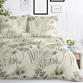 Pościel 220x200 cm bawełniana kolor beżowy, stalowy z wzorem egzotycznych liści NINA