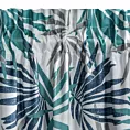 Zasłona biało, turkusowa we wzór liści 140x270 cm taśma - ELINA - Design 91