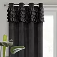 Zasłona welwetowa czarna zdobiona falbanami 140x250 cm przelotka - ERIN