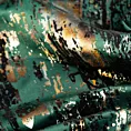 Obrus szyty ciemnozielono czarny z tkaniny welwetowej z metalicznym nadrukiem