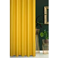 Zasłona szyta na taśmie 5 cm żółta z gładkiej tkaniny zaciemniającej typu dimout wykończona obciążnikiem