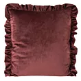 Poszewka na poduszkę 45x45 cm welwetowa, ciemnobordowa zdobiona na brzegach falbanami VELVET 25 Eurofirany Premium