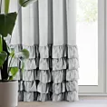 Zasłona welwetowa srebrna zdobiona falbanami 140x270 cm taśma - DANI