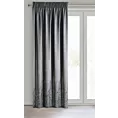 Zasłona welwetowa popielata z przecieranym wzorem 140x270 cm taśma - MIRELA