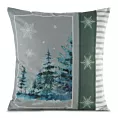 Poszewka na poduszkę 45x45 cm z świątecznym nadrukiem jasnoszaro, zielona FOREST