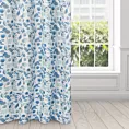 Zasłona biała w niebieskie liście 140x250 cm przelotka - ROSALI