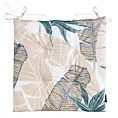 Poduszka na krzesło 43 x 43 x 4 cm wodoodporna turkusowo, beżowa zdobione motywem liści bananowca GARDEN
