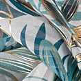 Zasłona z motywem egzotycznych liści podkreślona złocistym nadrukiem 140x250 cm przelotka - KERI