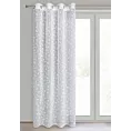 Firana biało, srebrna z etaminy zdobiona nadrukiem kwiatów 140x250 cm przelotka FELINA