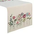 Bieżnik na stół naturalno, ciemnoróżowy 50x110 cm gobelinowy z nadrukiem letnich kwiatów