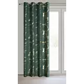 Zasłona ciemnozielono, złocista zdobiona nadrukiem marmurku 140x250 cm przelotka LANI