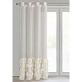 Firana beżowa z etaminy zdobiona falbanami i lśniącym pasem kryształków 140x250 cm przelotka CARLI