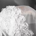 Firana biała z siateczki zdobiona łukiem 3D róż 400x160 cm taśma - ROSES4 - Eva Minge