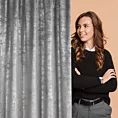 Zasłona stalowo, srebrna welwetowa z nakrapianym nadrukiem 135x270 cm taśma - AVENA