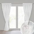 Komplet 2 szt. firan białych z tkaniny szyfonowej zdobiona pasem 3D róż, w zestawie troczek 140x270 cm taśma - ROSES Eva Minge