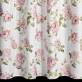 Zasłona biało, różowa zdobiona nadrukiem kwiatów 140x250 cm przelotka AVANI