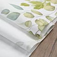 Serwetka na stół biało, zielona 30x40 cm bawełniana NATU 6 zdobiona nadrukiem liści