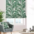 Roleta rzymska PALMAS zielona z tkaniny o naturalnym splocie w botaniczny wzór