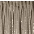 Zasłona beżowa zdobiona błyszczącym nadrukiem liści, welwetowa 140x270 cm taśma FELIS